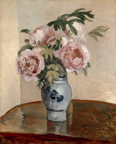 Un vaso di peonie, 1875 da Camille Jacob Pissarro